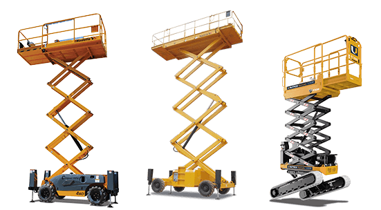 Rough terrain scissor lifts